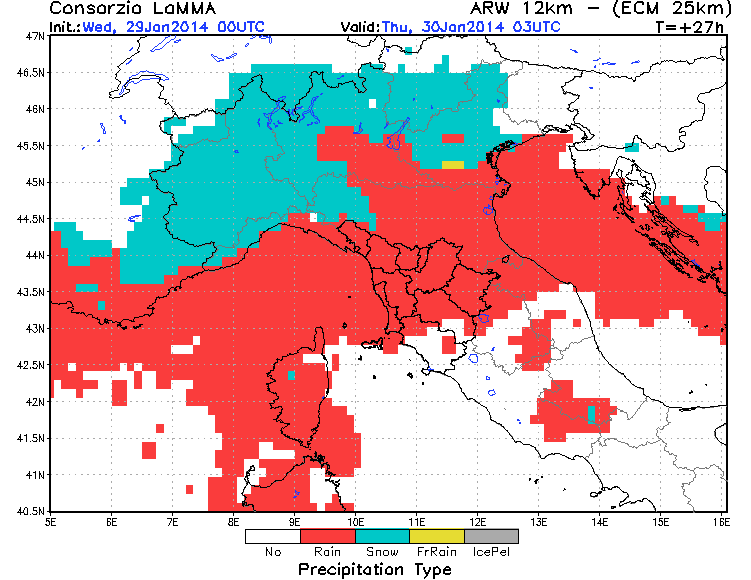 qui ad esempio verrebbe coincolta anche la parte più a nord della città dalle nevicate