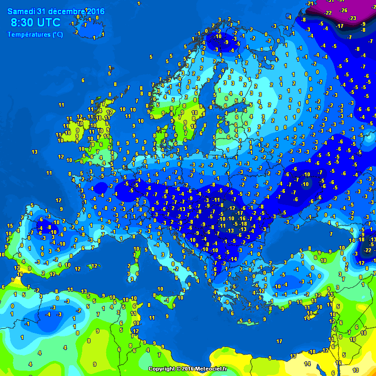 Temperatura in Europa stamattina